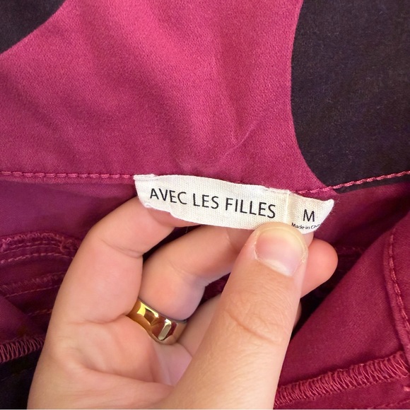 Avec Les Filles Pink and Black Polka Dot Wide-Leg Cargo Pants High Rise Medium - Picture 8 of 12